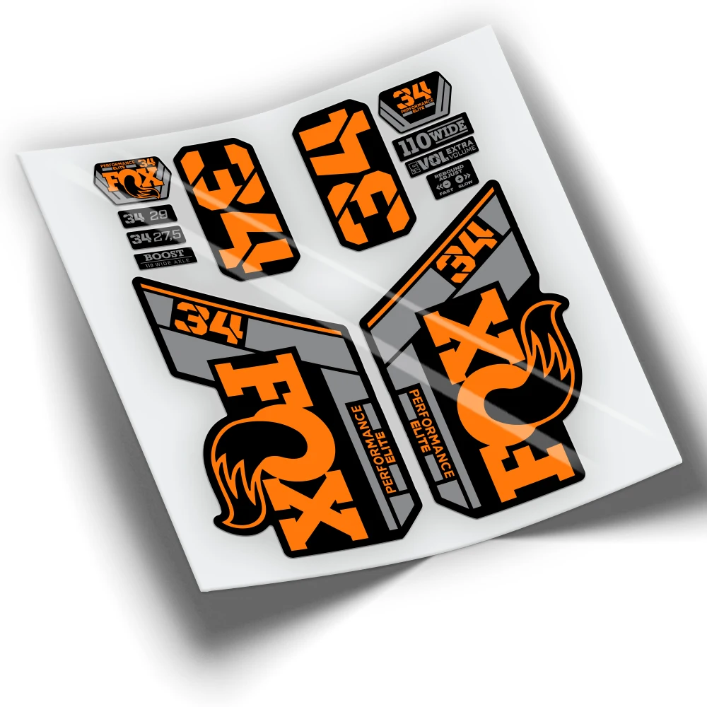 Complete KIT of compatible stickers for FOX 34 PERFORMANCE ELITE 2021 BICOLOR WP418 bike fork accessories