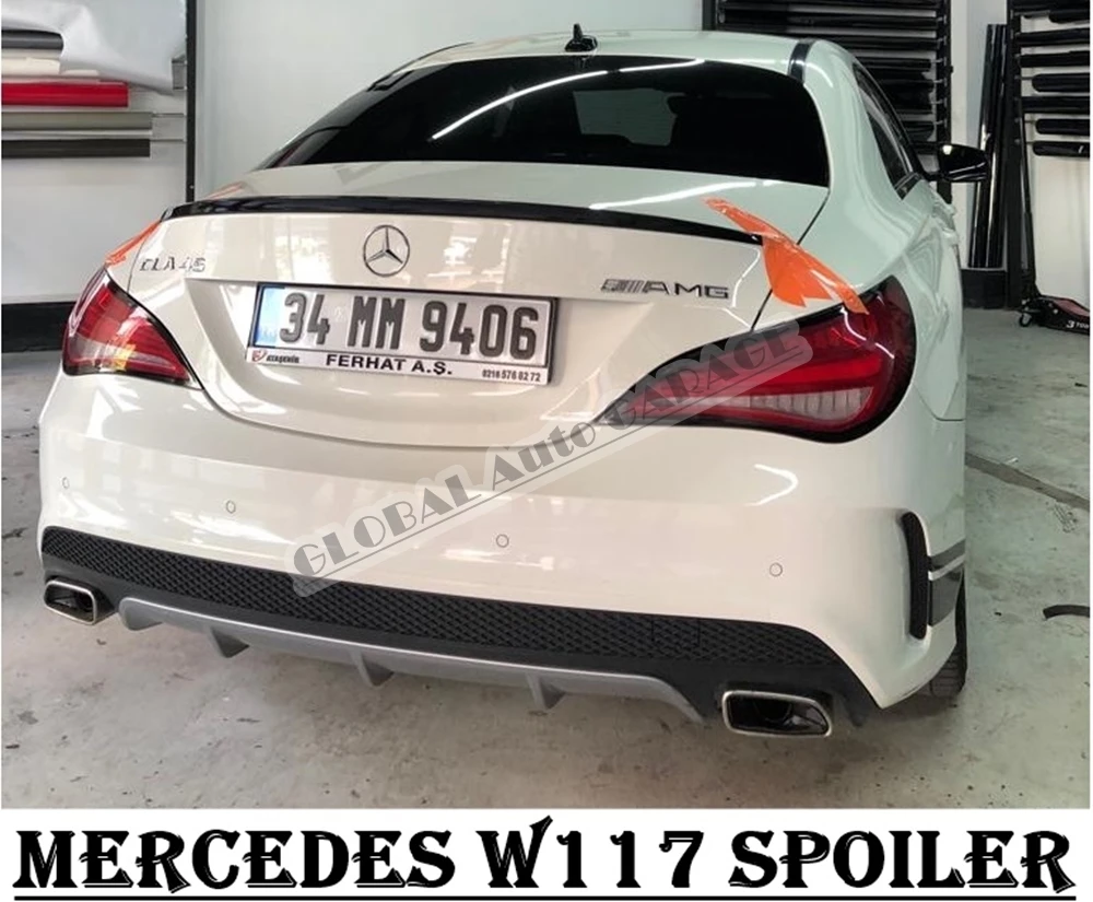 For Mercedes Benz CLA W117 Spoiler 2013-2019 Glossy Piano Black Auto Accessory Universal Spoilers Antenna Car Styling Flaps