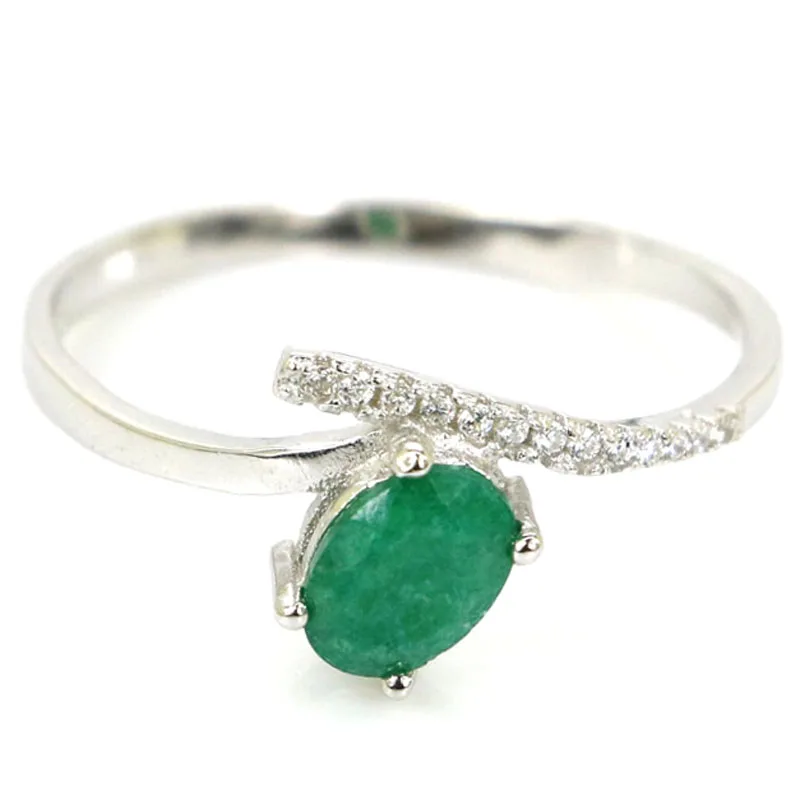 Buy 2 Get 1 Free 7x5mm Lovely Cute 1.8g Real Green Emerald For Girls Daily Wear Guarantee Real 925 Solid Sterling Silver Rings