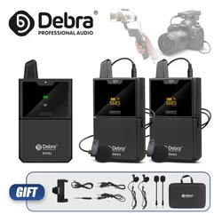 Debra DV01/02 UHF  Wireless Lavalier Microphone with Monitor Function and Interview Lapel Mic for Smartphone DSLR Camera Webcast