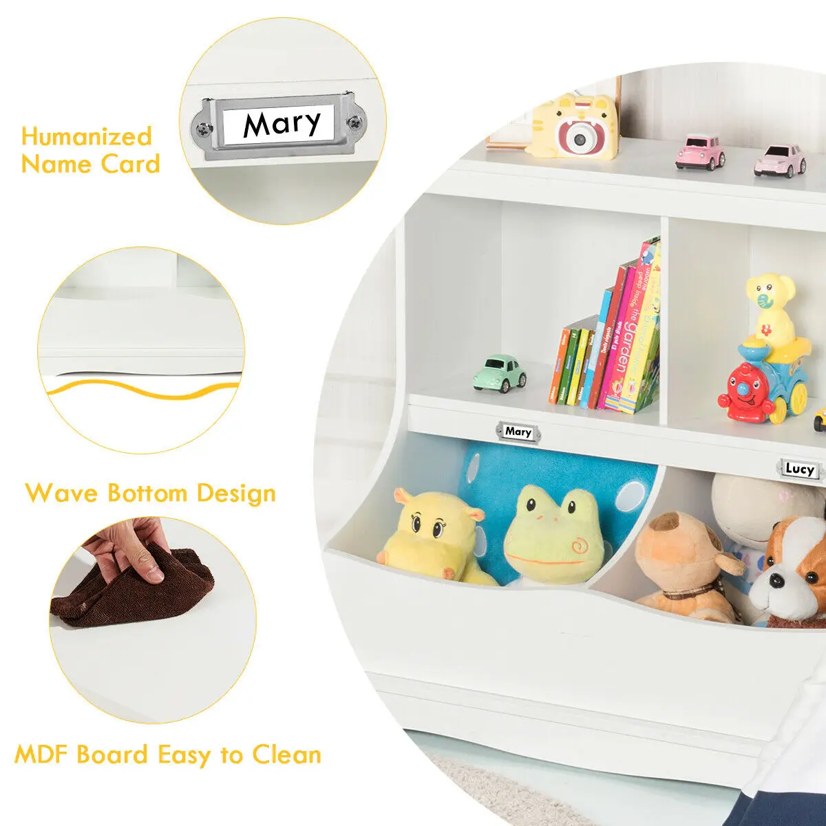 Trẻ Em Đa Năng Tủ Sách Lưu Trữ Đồ Chơi Toy Storage Bin Trẻ Em Tầng Tủ Trắng/Xám HW63982