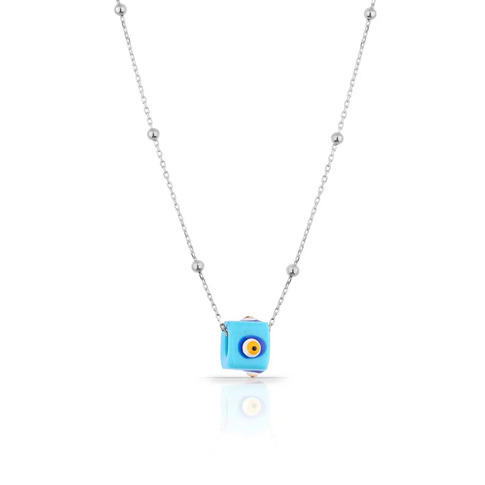 Stylish Evil Eye Necklace Pendant Jewelry 925 Sterling Silver Featuring Turquoise with Chain