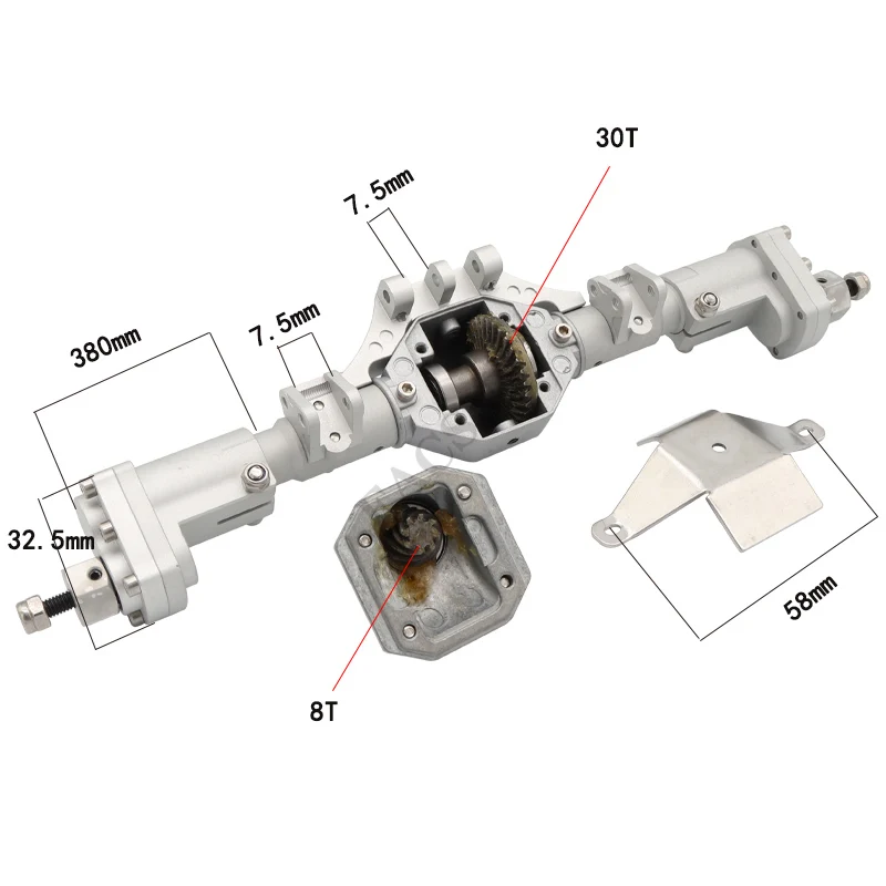 Front Rear Metal Portal Axle CNC Aluminum for 1/10 Crawler Axial SCX10 90046 AX10 RGT 86100 High Clearance Upgrade Parts