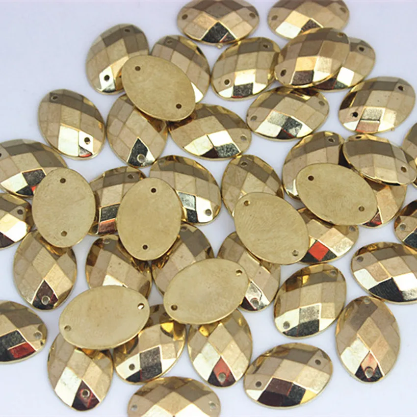 Micui 100PCS Mix Shape Size Golden Acrylic Rhinestones Flat Back Crystals Stones Sewing Crystals Strass For Clothes Crafts MC225