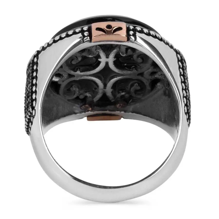 Mini anello esclusivo in argento Sterling con onice nero decorato in pietra moda jaiwelery fatto a mano di qualità Premium turca