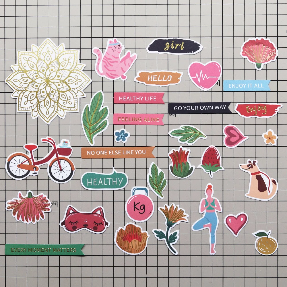 Creative Path 150 Stück Take Your Time Scrapbooking-Stanzformen, Pflanzen-Yoga-Inspirations-Papierstanzformen, Ephemera für Kartenherstellung und Journaling – Detail 5