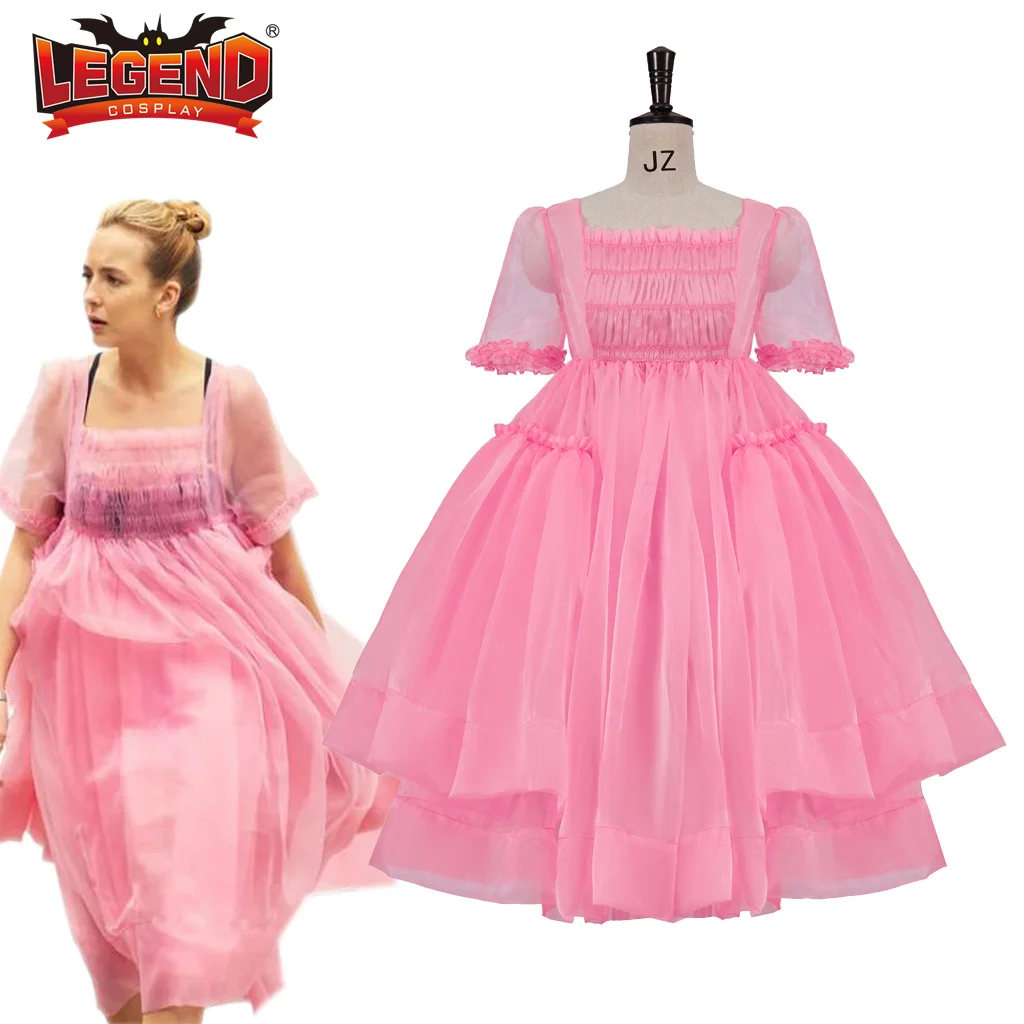 Killing Eve Pink Dress Jodie Comer Villanelle Cosplay Costume Molly Goddard Tulle Dress Outfit for Women Adult