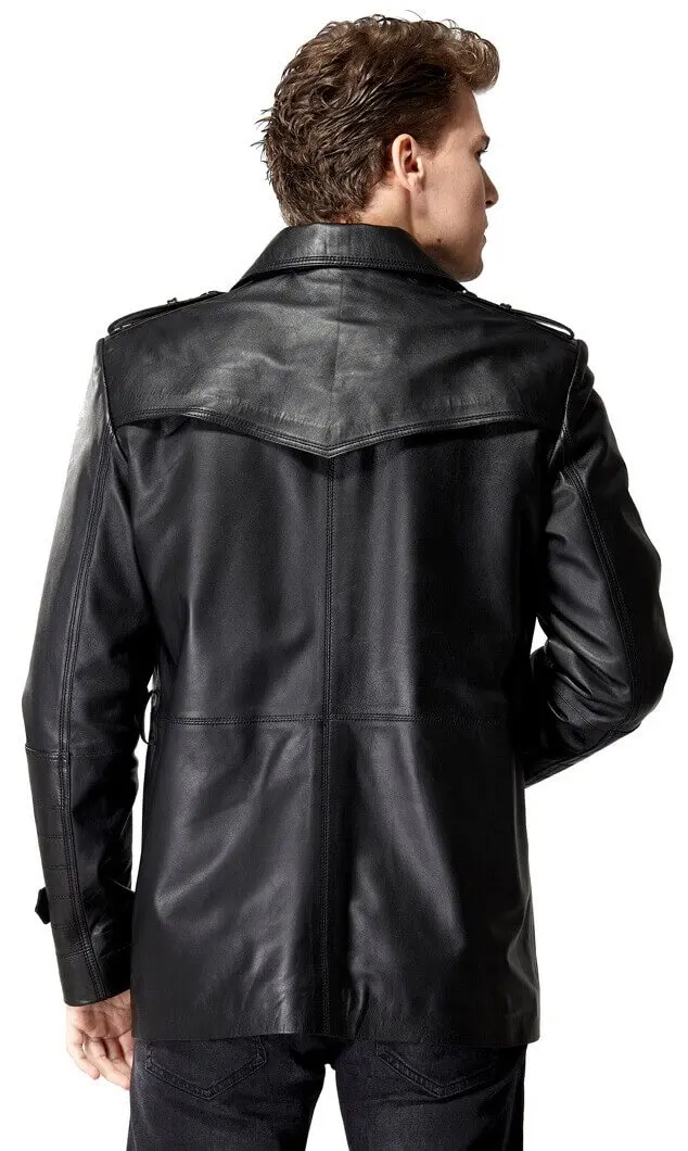 Trench in pelle nera Kagawa maschio Orjinal pelle di agnello autunno inverno 2022 Biker Slim Large Size VintageTürkiye