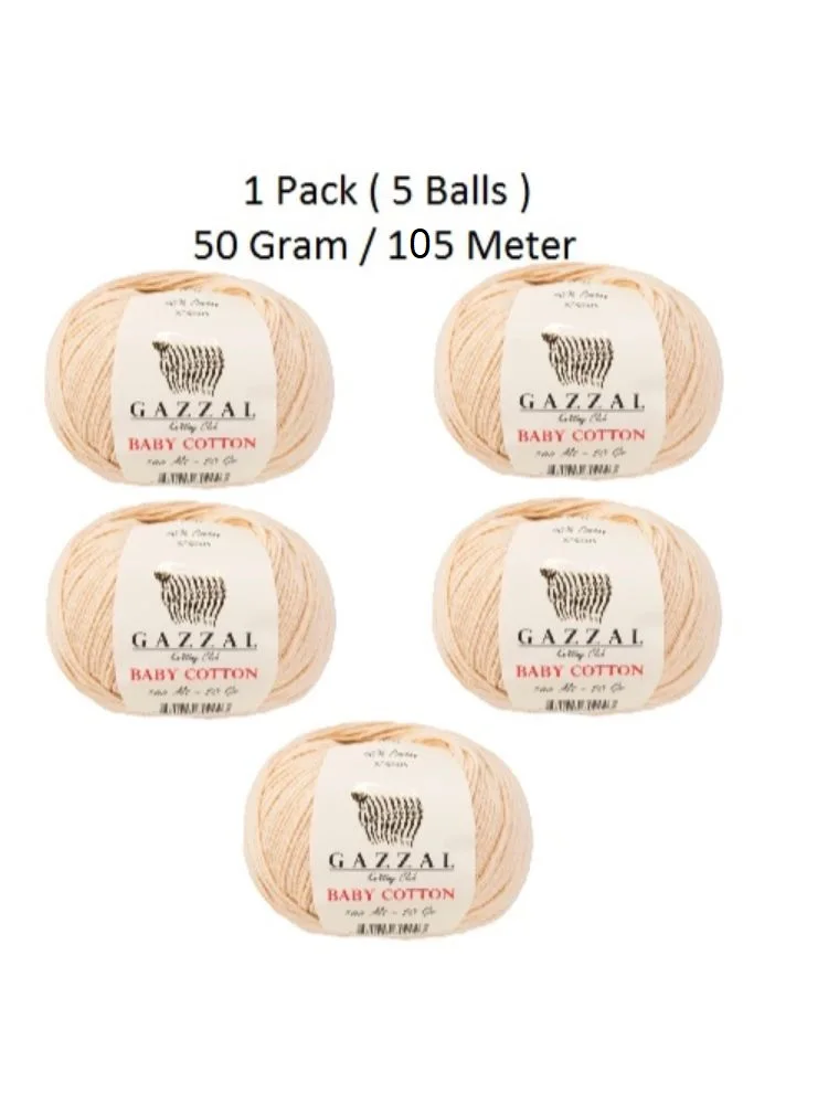 Yarn 1 Pack (5 Ball) Gazzal Baby Cotton Yarn (1 Ball: 50 Gr 165 Mt) Amigurumi Knitting Yarn Crochet Tool Set All baby knitting