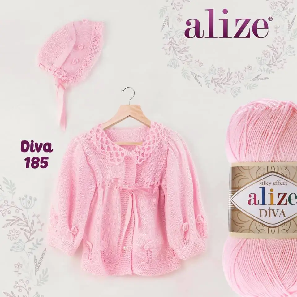 Alize Diva hand knitting yarn, 4 balls, crochet, clothes, sports, Cardigan, blouse, quality, slim, hobby, packages, 100 grams, 350 meters, acrylic,