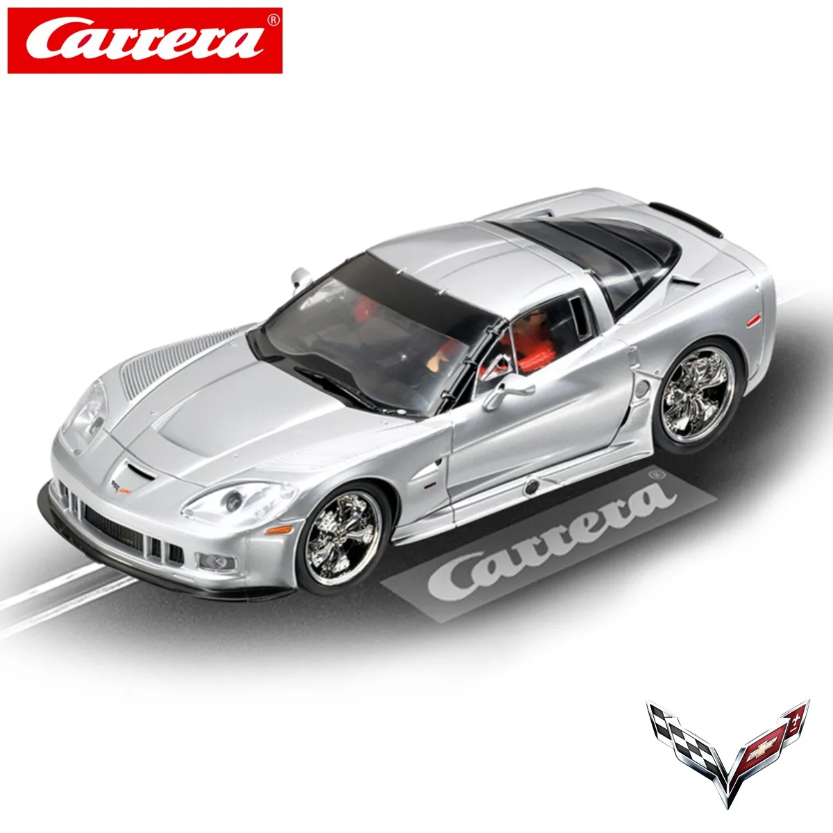 Chevrolet Corvette C6R Custom Silber (sin luces) para coche con ranura para Carrera Digital132 30135
