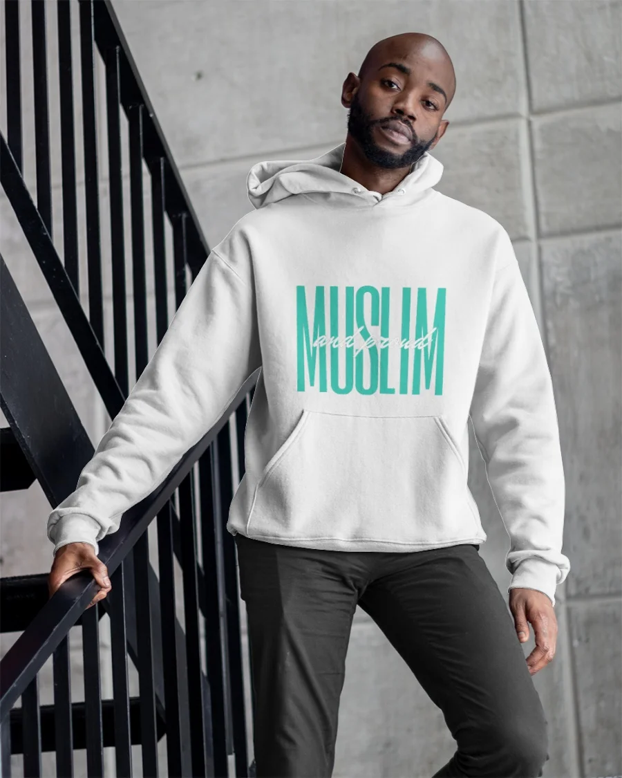 Muslim and Proud Dark Colors Apparel Hoodie Sweatshirt Special Design Clothing Long Sleeve Hooded Top Tee