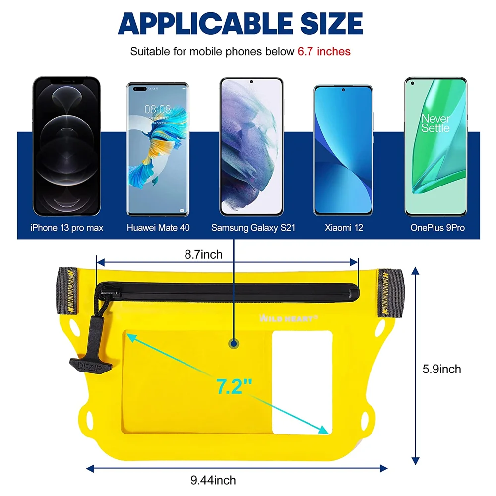 Gratis Verzending Waterdichte Heuptas Ipx8 Met Verstelbare Heupband Scherm Touchable Droge Tas Dubbele Binnenzak Voor Zwemmen