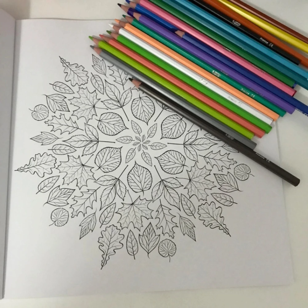 48 page Mandala Adult Coloring Book For Stress Relaxing Flower Motif Geometric Shaped