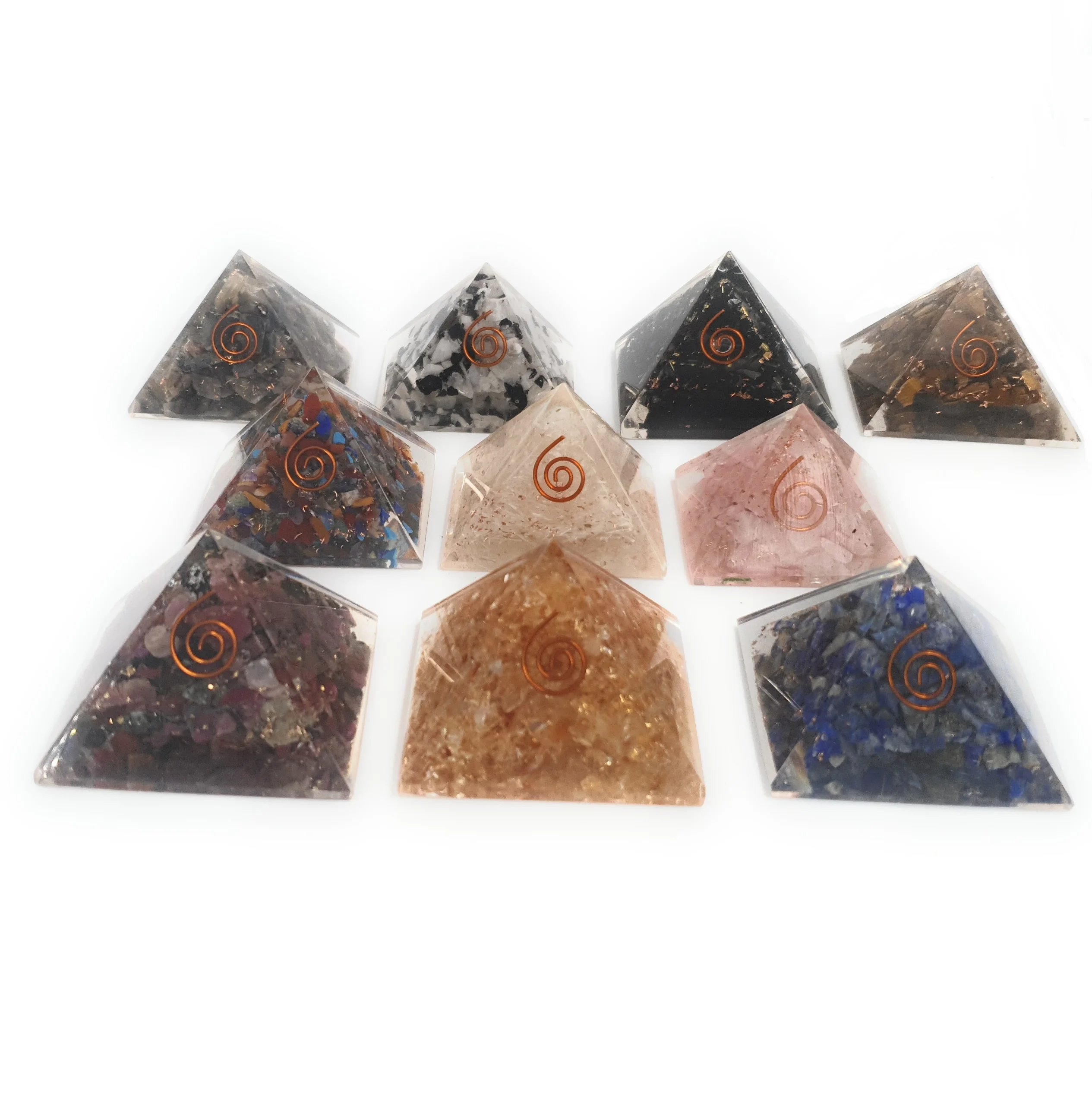 Orgonite harz pyramide mit Mineral lapis lazuli rose quarz Shungit Mondstein 5x5cm verwandelt energie zu positive fengShui