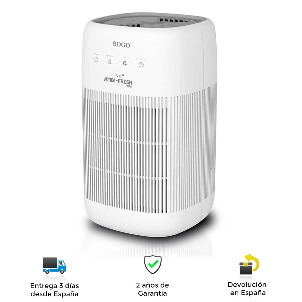 Sogo air purifier, dehumidifier, powerful, silent, portable, allergen clean air, bacteria, tactile, HEPA filter, dehumidifier, air purifier