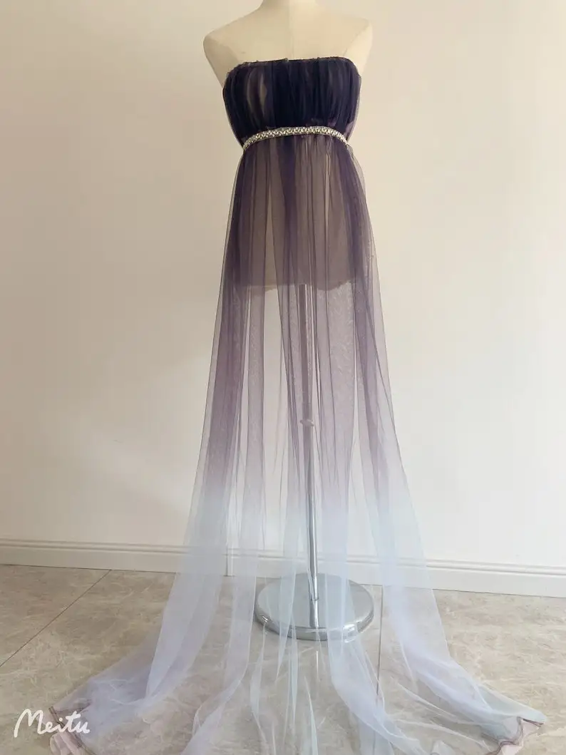 10 yard Purple Dip Dye Style Tulle Fabric With Ombré Colors, Well Drape Tulle Lace Fabric For Dress, Wedding Prop,