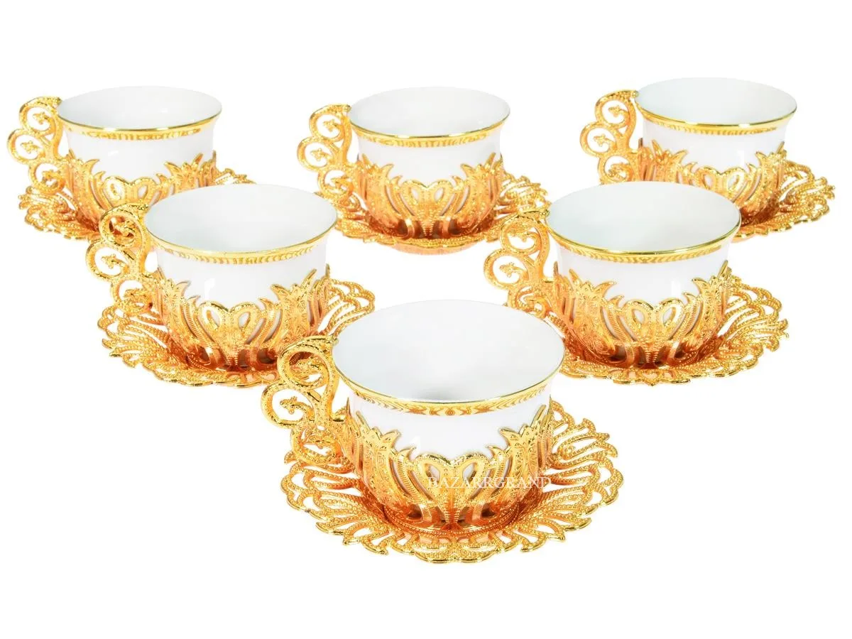 BEVERAGE SET - YELLOW-SILVER SIXED COFFEE PRESENTATION SET UNIQUE PATTERNS  FREE SHIPPING