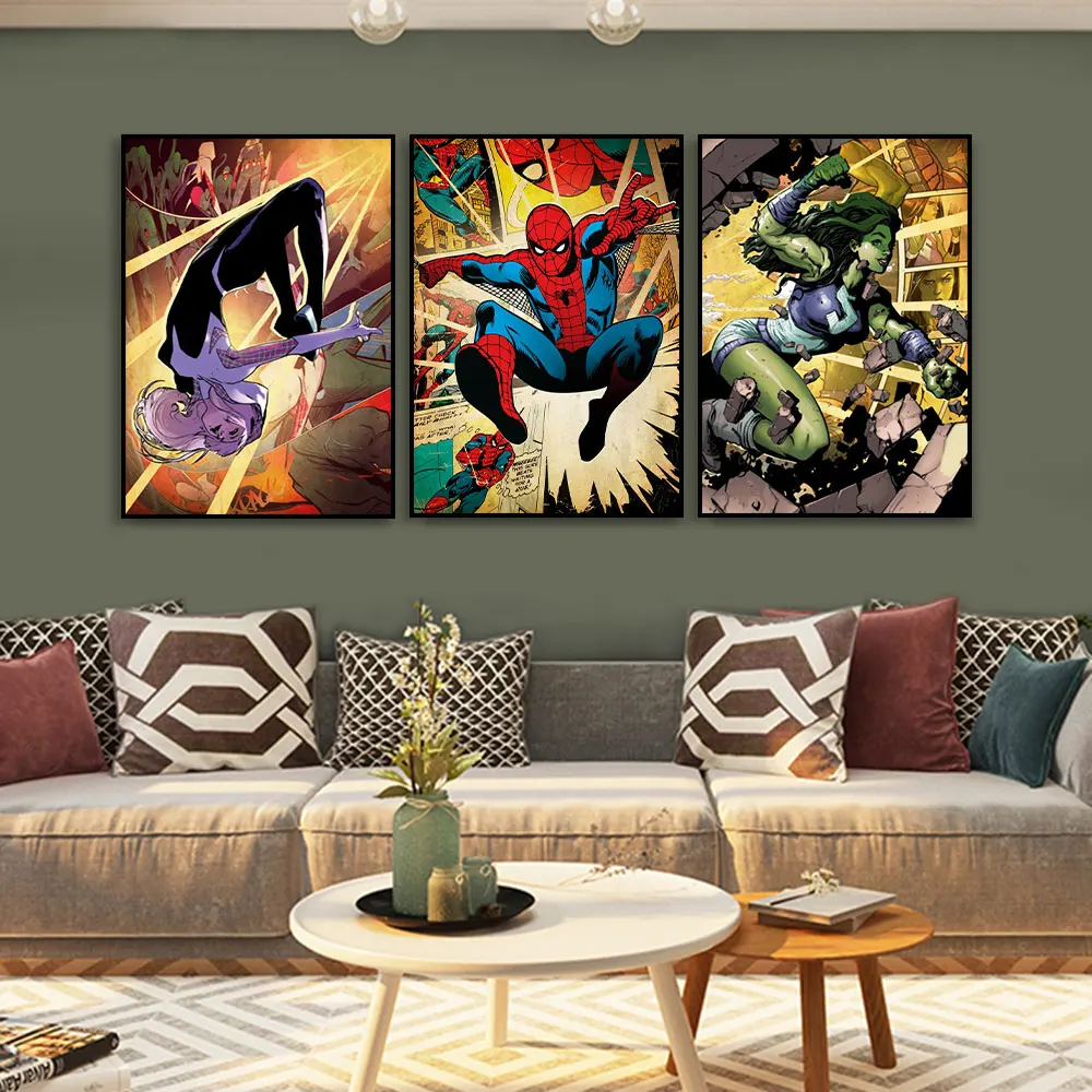 Marvel Comic The Avanger Poster And Print Thor Canvas Painting Wall Art Spiderman Picture For Nordic Bedroom Qudaros Decorative