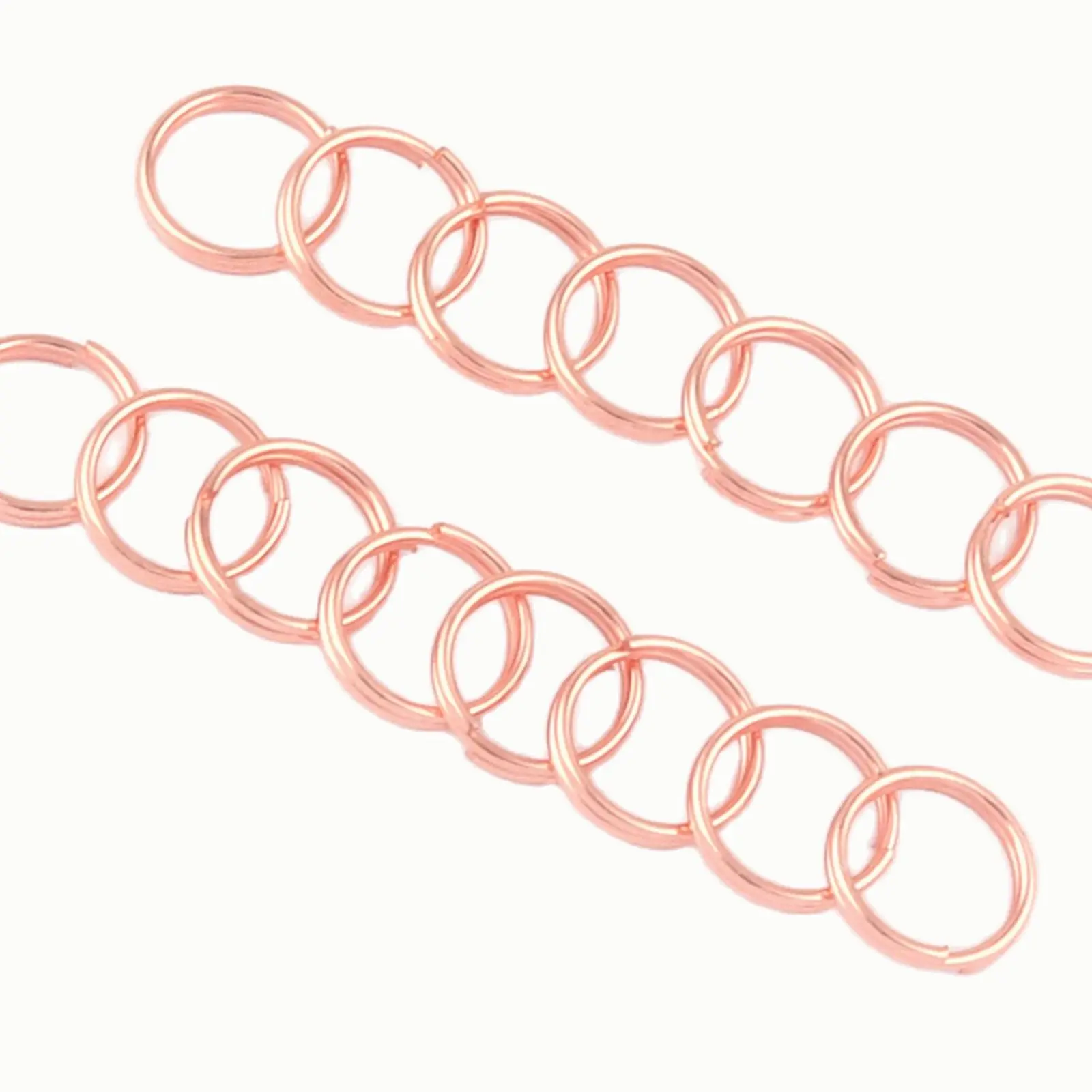 10mm Rose Gold Double Split Ring Purse Making Hardware Key Ring Hook Clip Jewelry Making Metal Clasp Connector Dog Collar