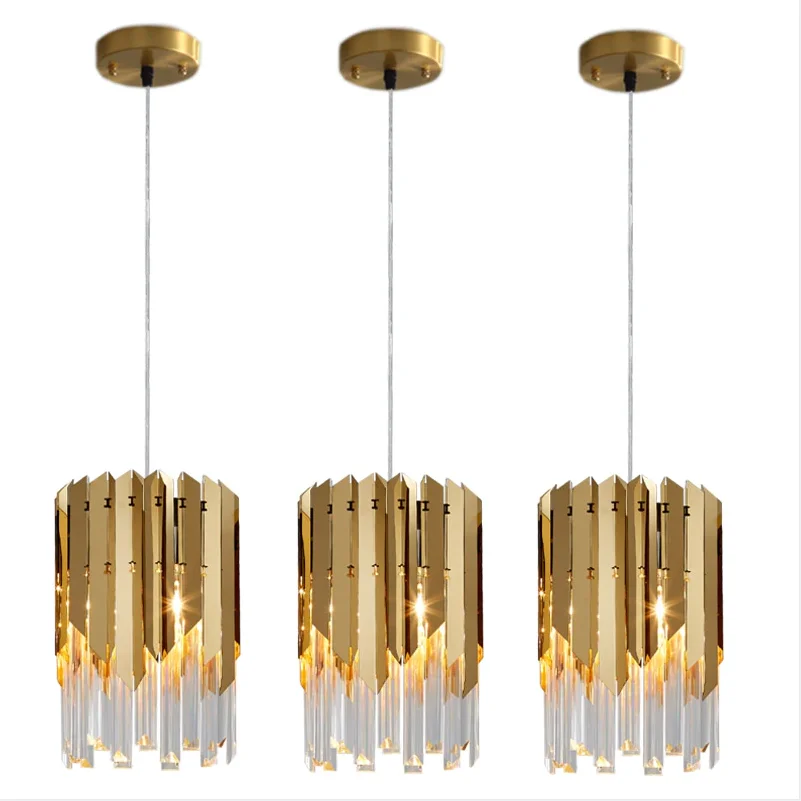 

Biewalk Modern Light Luxury Golden Crystal Chandeliers For Dining Room Bedroom Study LED Interior Lighting Decorative Lamps