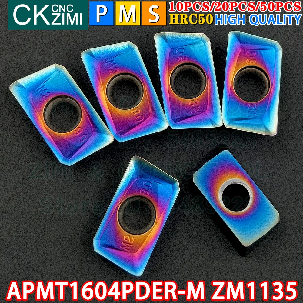 APMT1604PDER-M ZM1135 APMT 1604 PDER M HRC50 Inserções de metal duro Ferramentas de pastilhas para fresamento de ressalto Ferramentas de fresagem indexável para torno de metal CNC