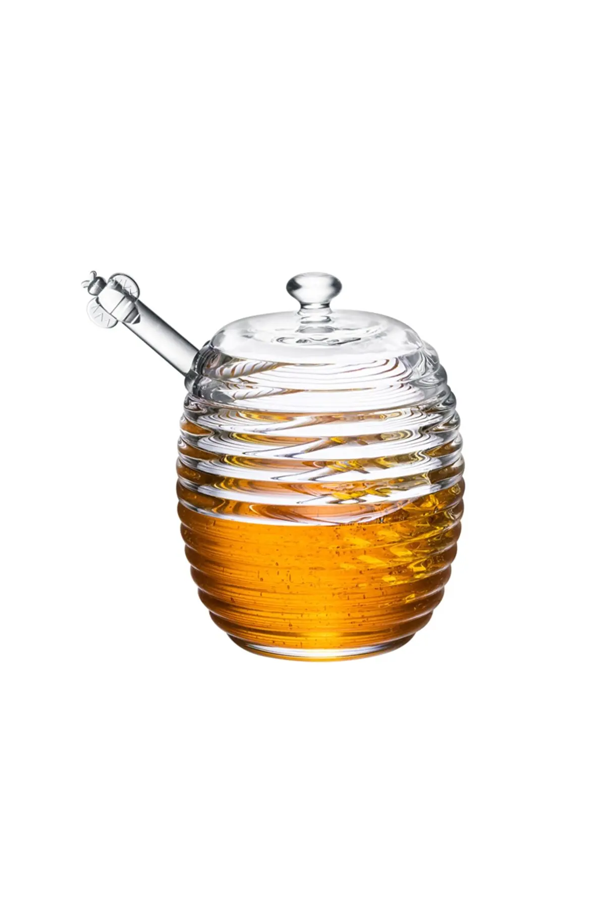 Lorenzo Glass Honey Jar With Spoon Different Modern Stylish Design Honey Design Storage Container 240 ml