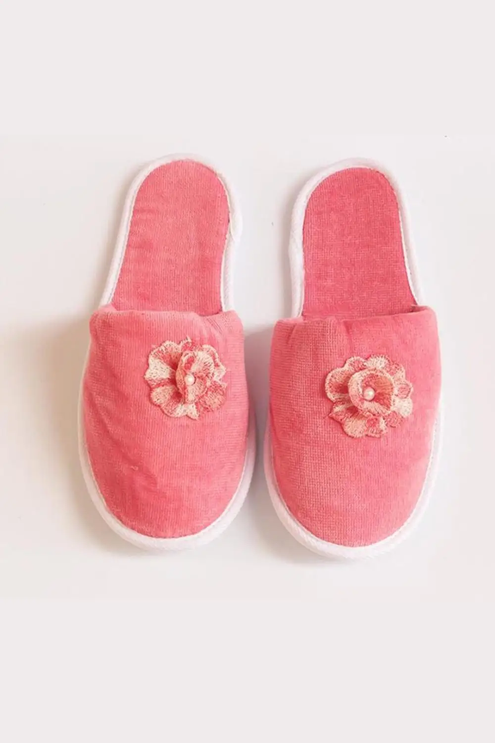 Turkish Women Patterned Indoor Slippers Soft Daily Rose Pearls Child Soft All Colors Fits All Sizes