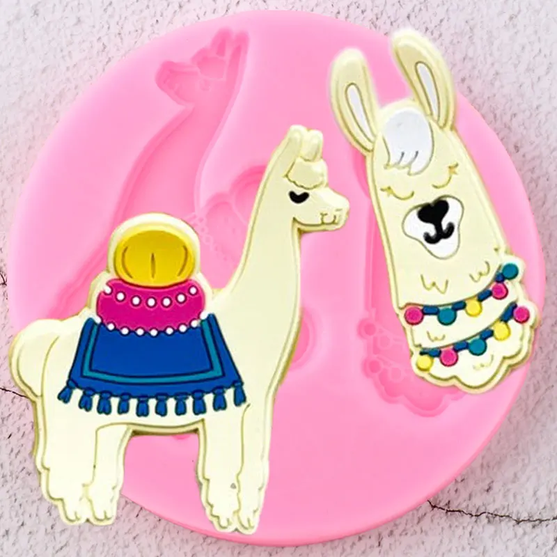 Llama Animals Silicone Molds Alpaca Sheep Chocolate Candy Clay Mold Baby Birthday Cupcake Topper Fondant Cake Decorating Tools