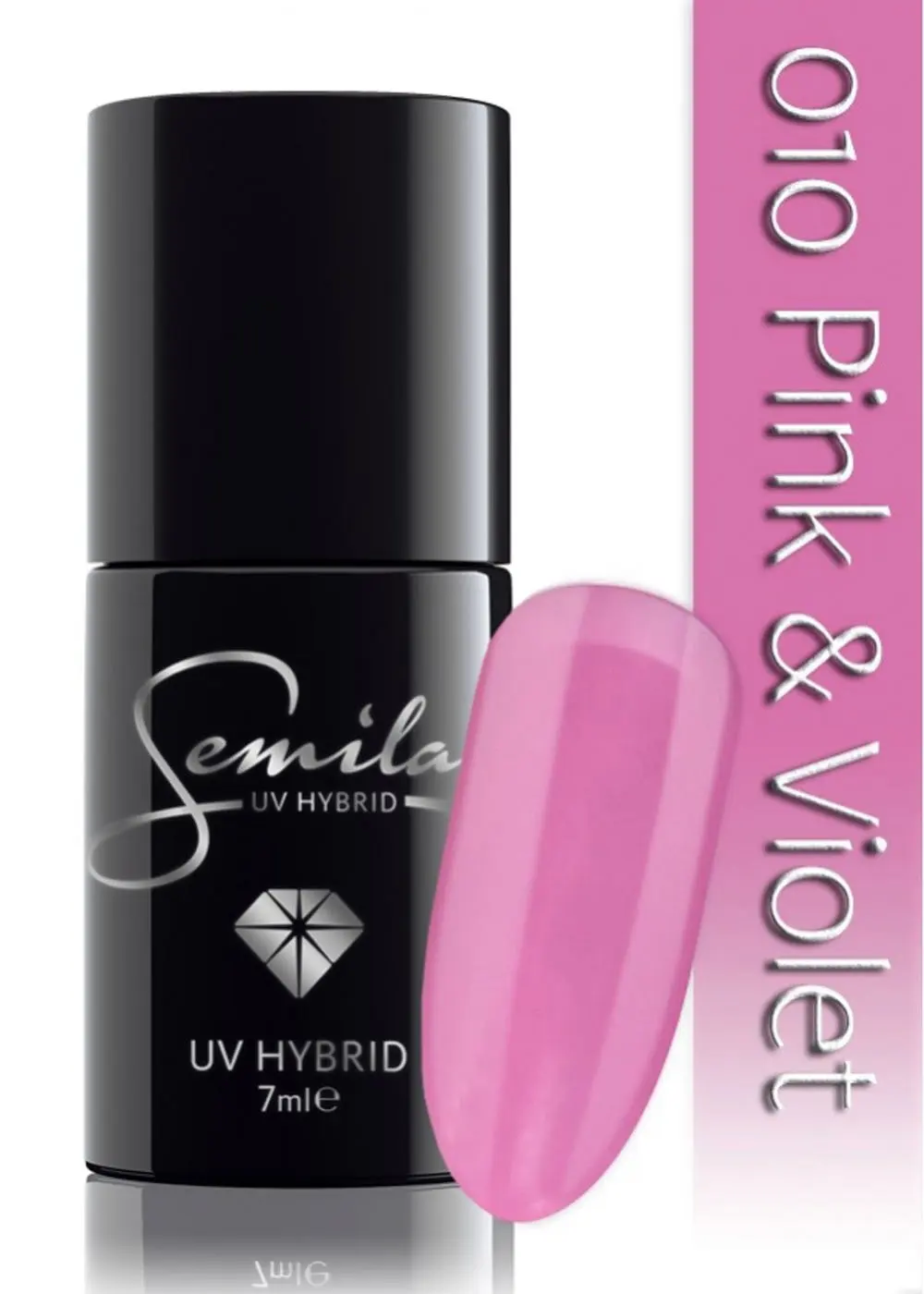 Semilac Pink & Violet 010 semi-permanent coverage, UV hybrid nail polish texture Gel