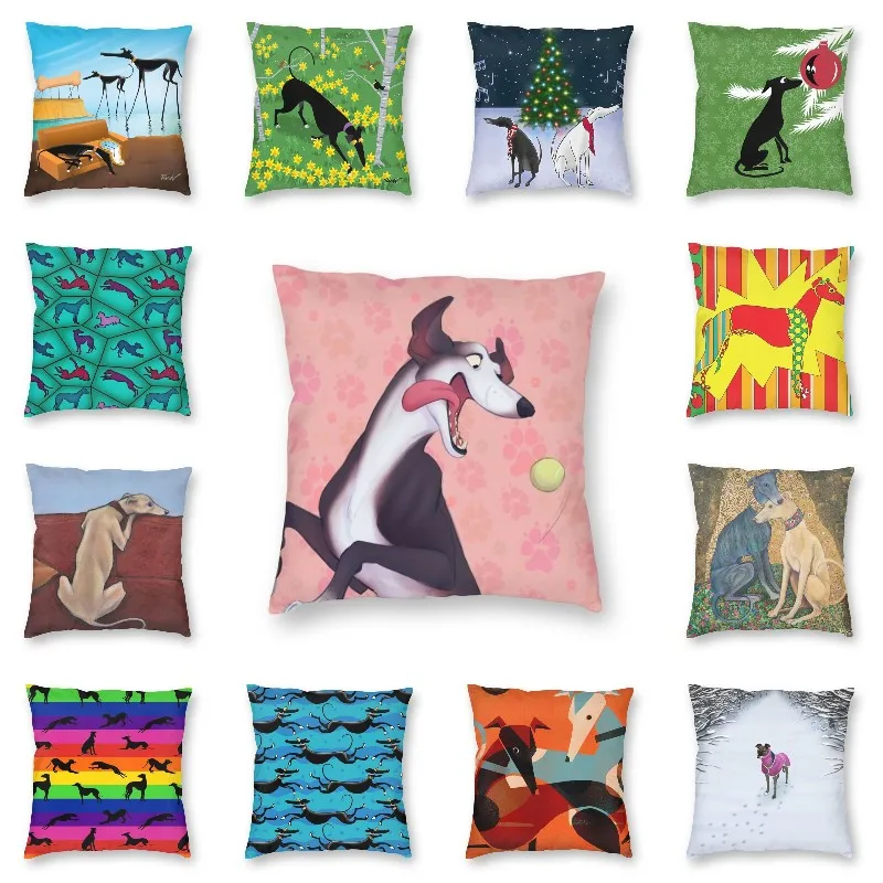 Nordic Style Greyhound Throw Pillow Case Home Decorative Custom Square Whippet Sihthound Dog Cushion Cover 45x45 Pillowcover