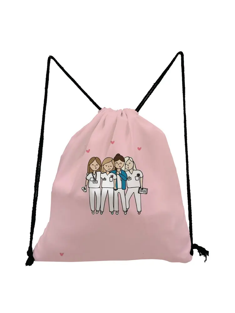 Nurse Drawstring Bag Fashion Child Backpack Cartoon Teenager Bookbag Gift Storage Bag Travel Bags Soft Back Bag Custom Pattern