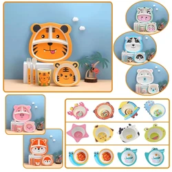 Baby Natuurlijke Bamboevezel Servies Kom Babyvoeding Plaat Kinderen Leuke Cartoon Kom Set