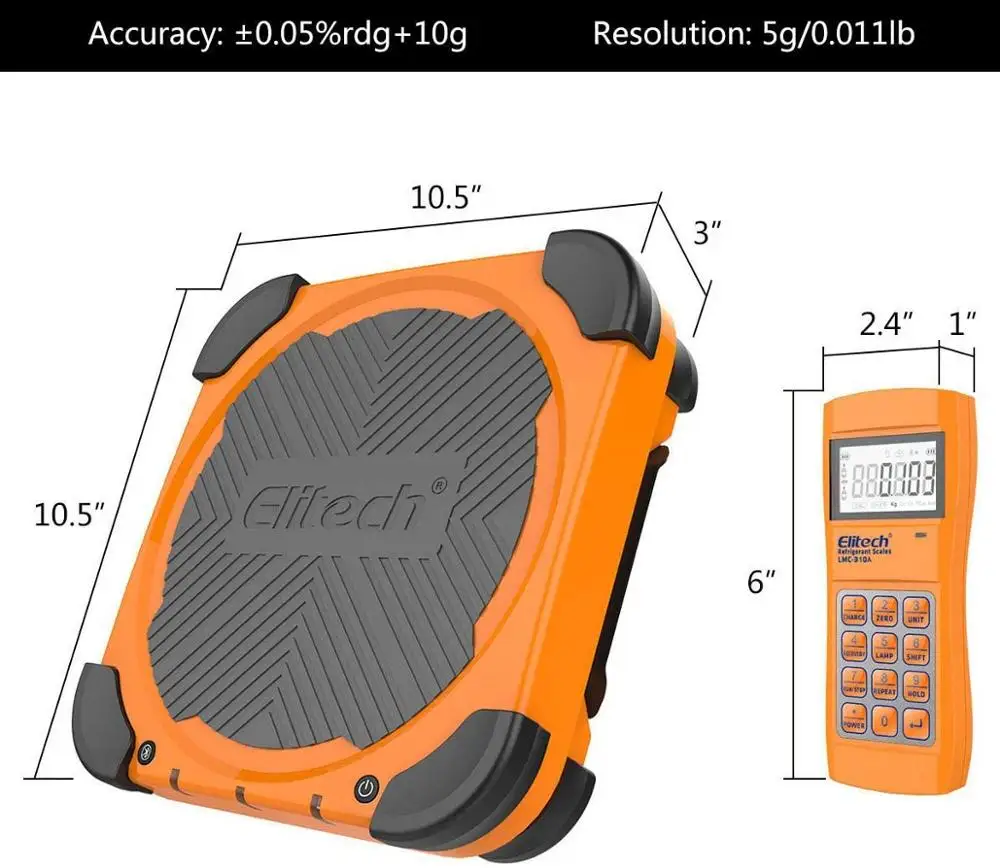 Elitech LMC-310A المبردات اللاسلكية الإلكترونية شحن الانتعاش مقياس الفريون مقياس رقمي HVAC مقياس الوزن شحن صمام