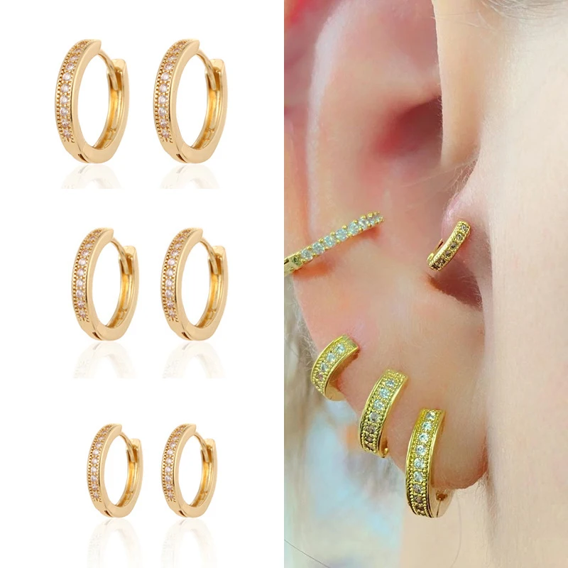 CRMYA Gold Silver Filled Several Sizes Hoop Earring CZ Zircon Heart Higgle Earrings For Women Jewelry Wholesale Aretes De Mujer