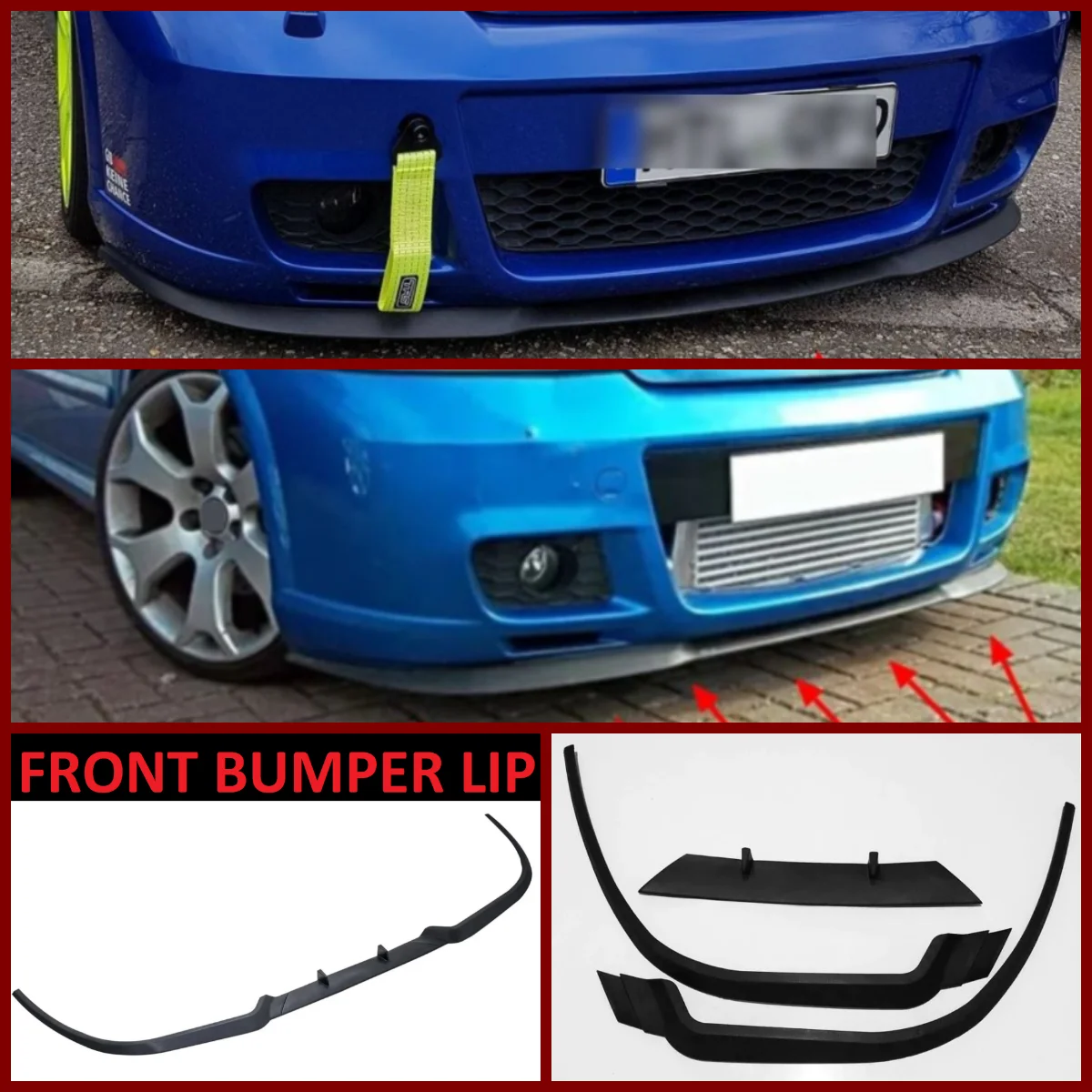 For Opel Astra G 1998-2005 CUPRA R FRONT SPOILER BUMPER LIP Euro Spoiler Lip Universal 3 pcs Body Kit Splitter Car Accessories