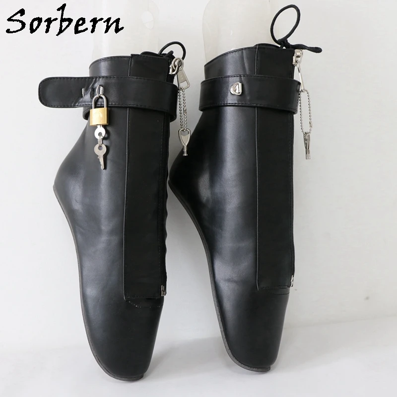 Sorbern botki z zamkami Heelless Bdsm buty z dodatkowymi obręczami do niewoli użyj zamykany zamek z przodu niestandardowy kolor