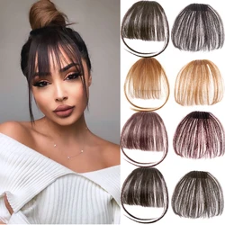 SC Women Clip In Hair Air Bangs Thin Fake Fringes Natural Straigth Neat Hair Bang  For Girls Natural Invisible Human Hair Bangs