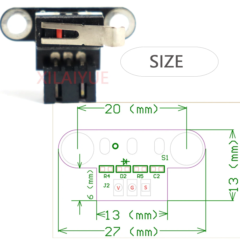 3pcs Mini Limit Switch with 3-Pin Cable Vertical limit switch for CNC 3018