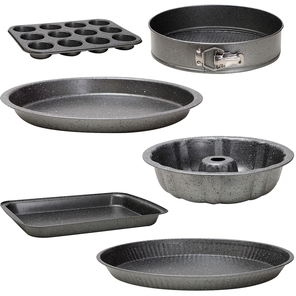 BERGNER Bake marble moulds for oven in different forms of carbon steel in gray color