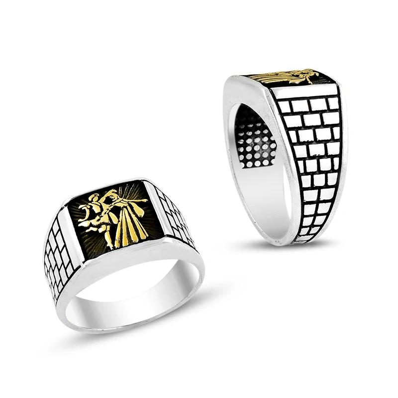 925 Silver Cultural Dancing Figure Printed Handmade Rings for Men