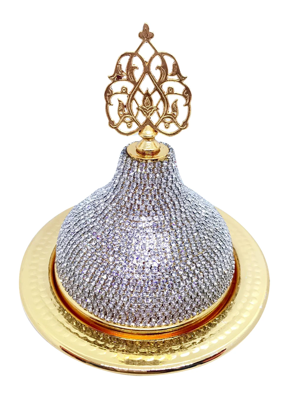 Hamam Tamam 100% Copper Swarovski Crystal Coated Golden Color Dome Shaped Candy Chocolate Nuts Serving Bowl