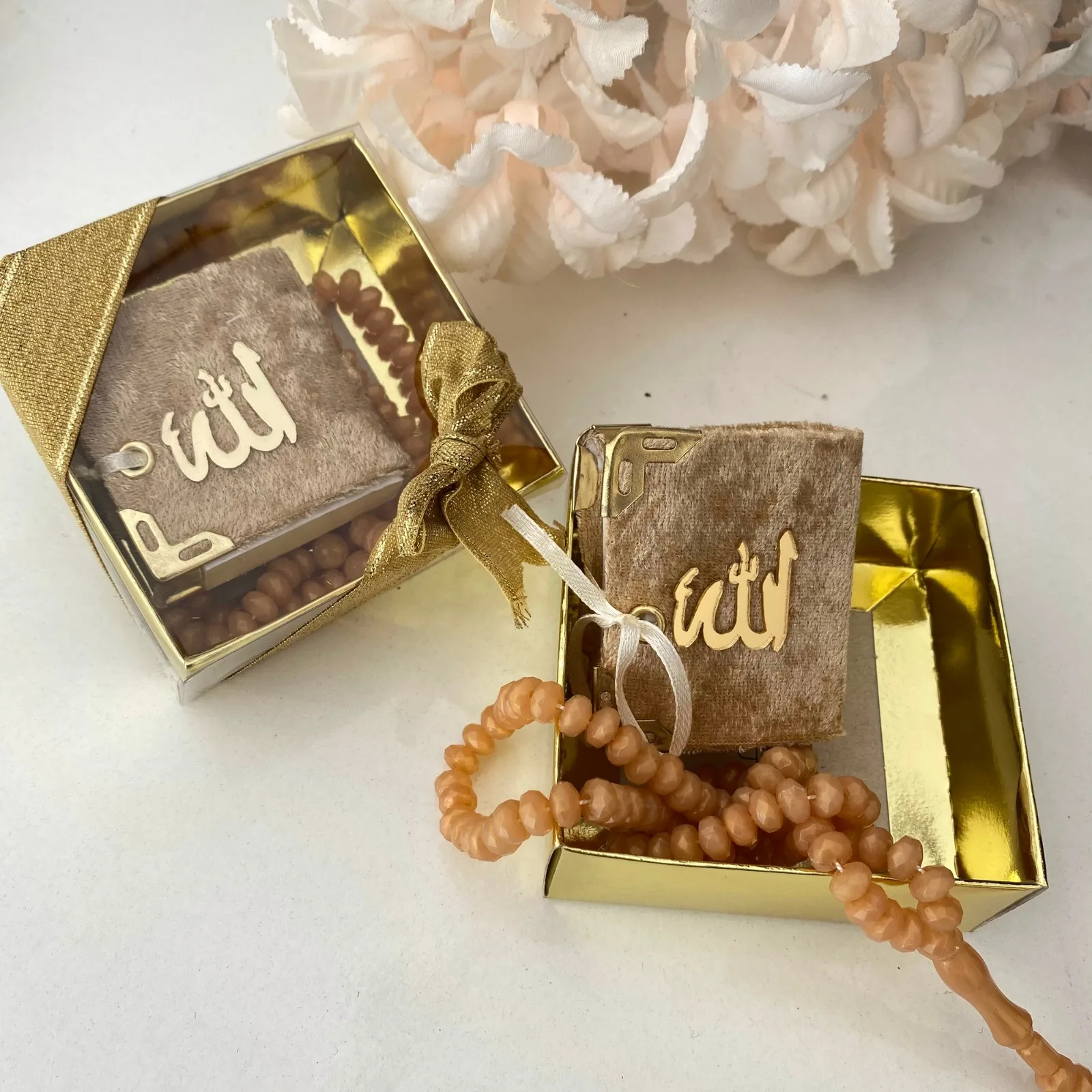 Mini Quran Gift Set 120 pieces KURAN Scented Tasbeh Rosary Tasbih Ramadan Eid Party Favors Mubarak Coran Muslim Cadeau قران كريم