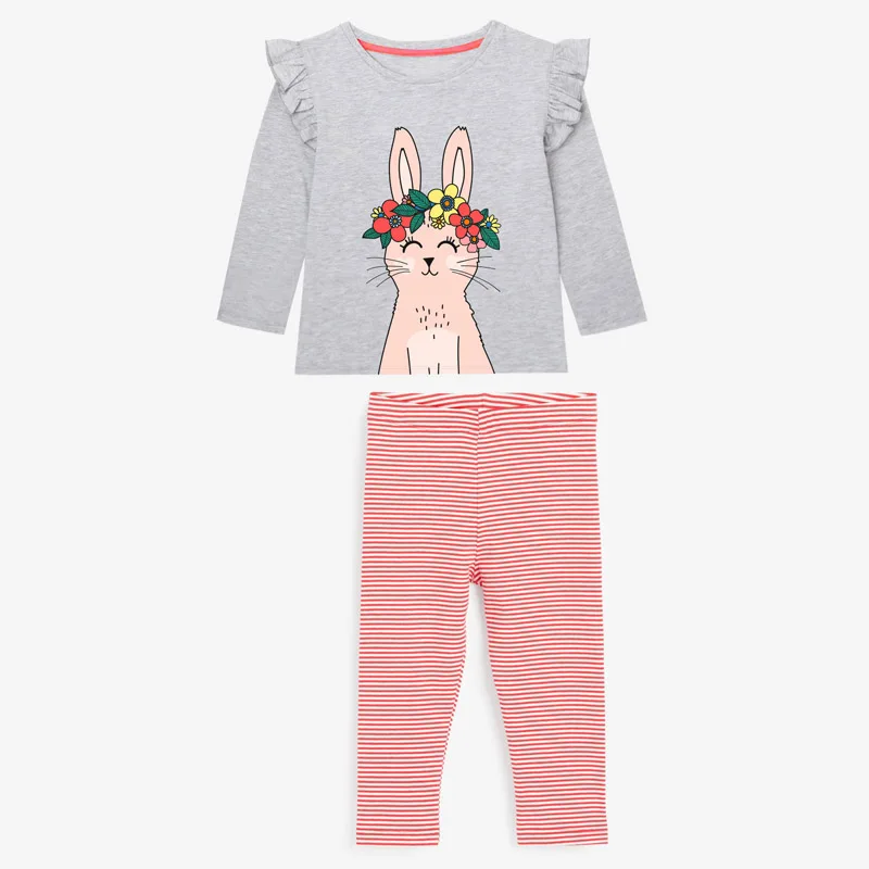 

100% Cotton Infant Kids Girls T-shirt Leggings Pants Children's Clothing Suit Cartoon Long Sleeve Outfits Baby Girl Clothes Sets