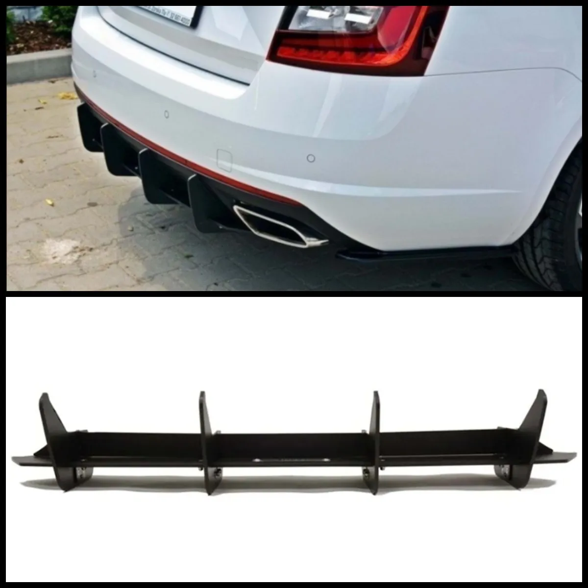 

Car Rear Bumper Diffuser Spoiler Lip Piano Black Rear Bumper Protector Rear Side Splitters Lip 6pcs For Skoda Octavia 2012+