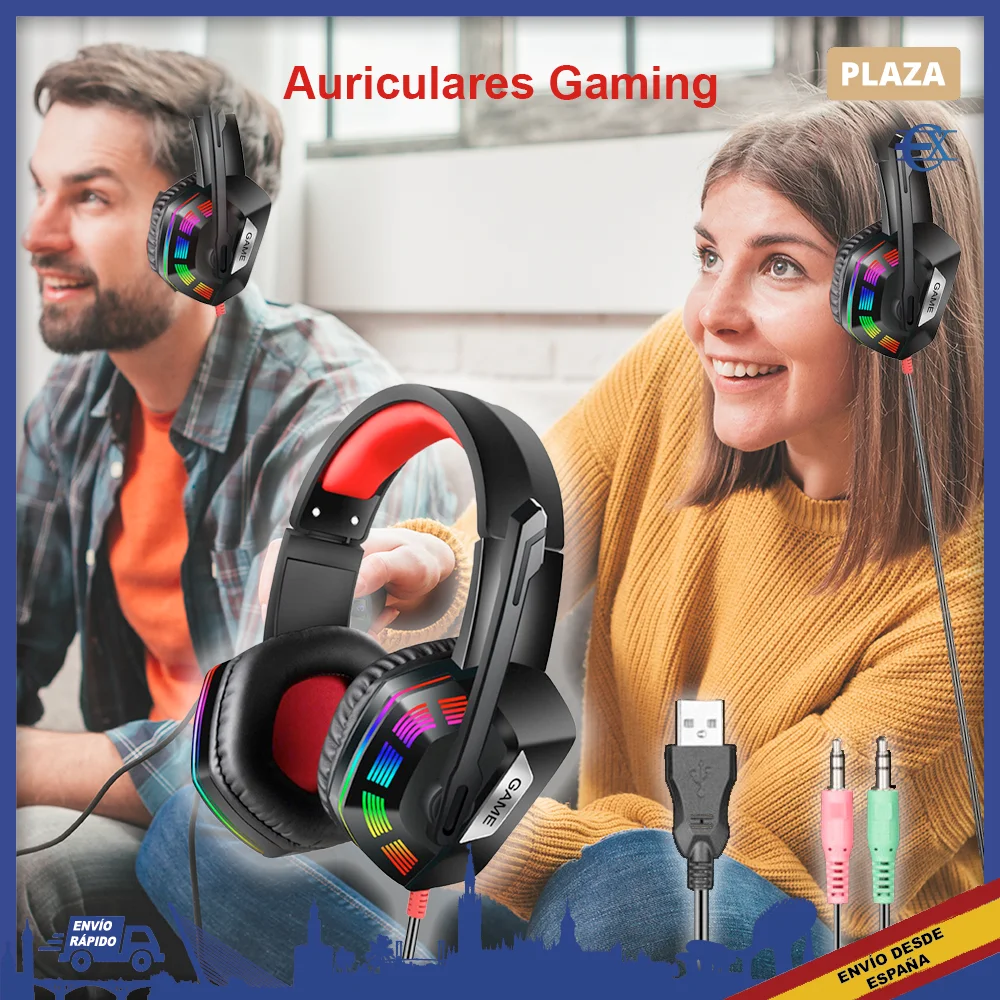 EUROXANTY®| Headphones with microphone | Gaming headphones | RGB headphones | PS4 headphones | Headphones Cable | gamer headphones