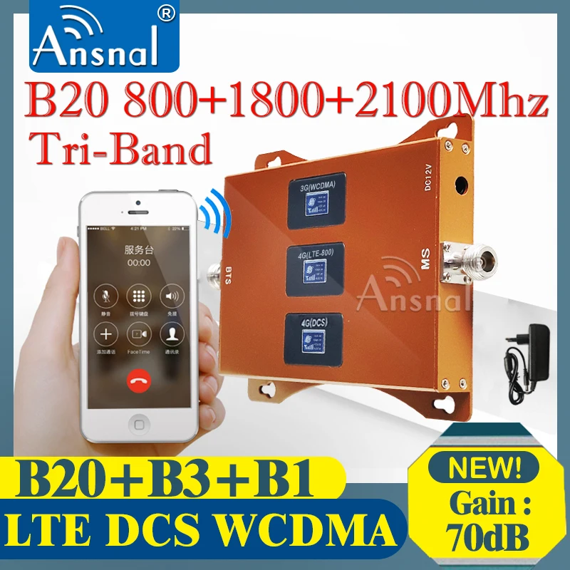 Amplificateur de signal 4G, répéteur cellulaire, données LeicBand, amplificateur de téléphone portable DCS, WCDMA, 4G, 800, 1800, 2100, B20 v1.B1