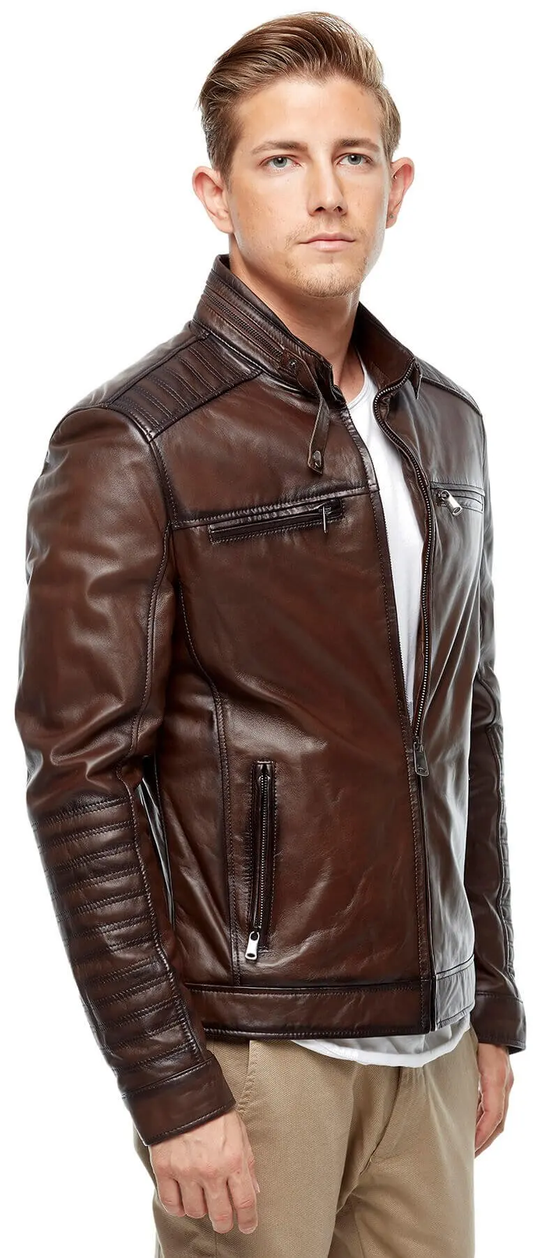 Alvaro Cà Phê Tranh Áo Khoác Orjinal Da Cừu Thu Đông 2022 Biker Slim Size Lớn VintageTürkiye