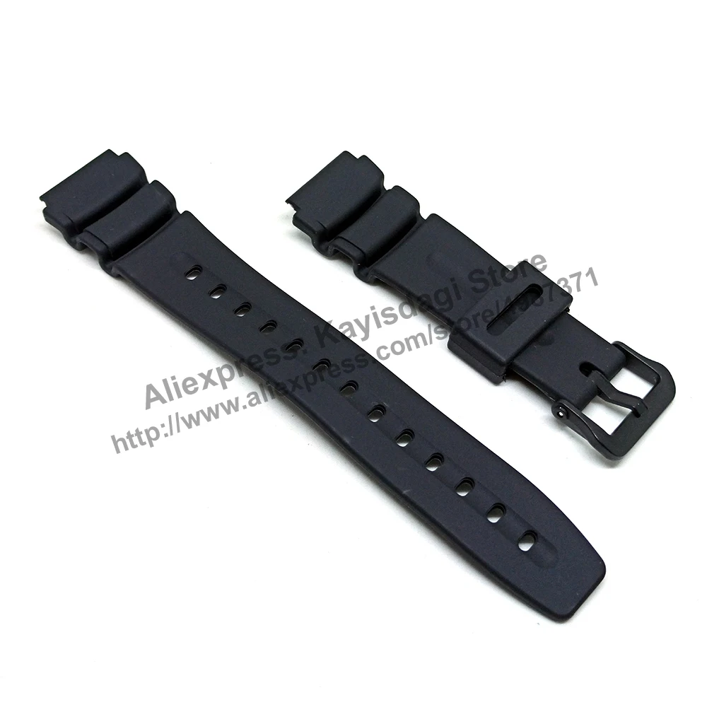 19mm Black Rubber Watch Band / Strap Compatible for Casio DW-290, DW-290B, DW-290GMV, DW-290GMVT, DW-290MV, DW-290MVT
