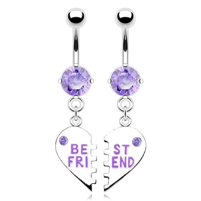 Best Friend Belly Button Piercing Ring 14Gsurgical Steel Fashion Best Friend Belly Piercing Ring Sexy Navel Piercing Dangle Gift